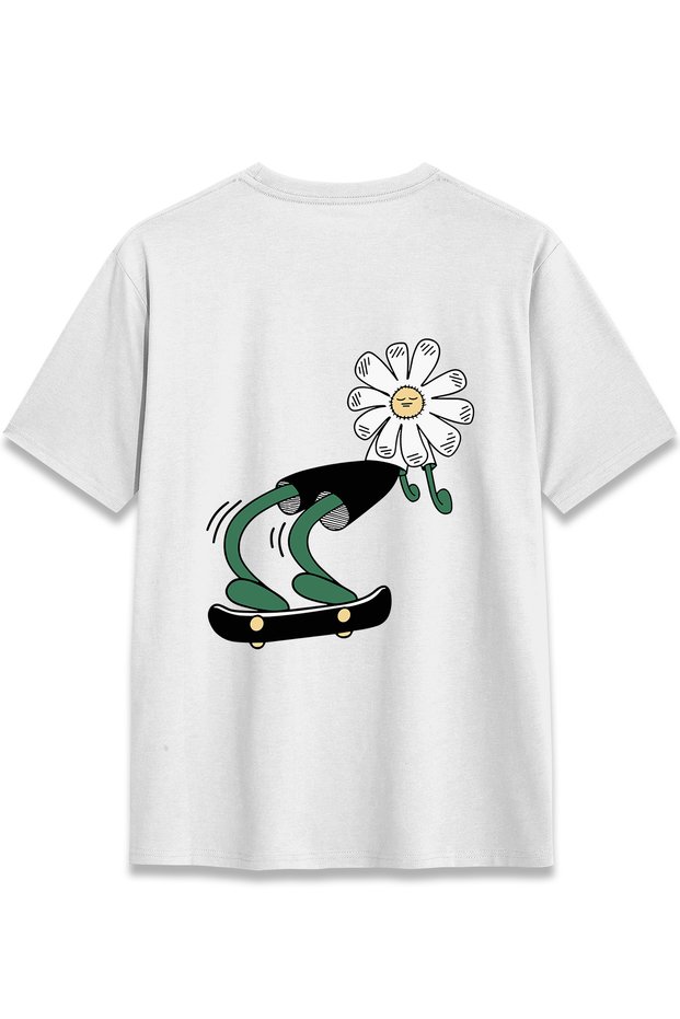 Stüssy Flower Skat Tshirt Design Printed T-Shirt Unisex 100% Cotton Breathable Thick Fabric T-Shirt