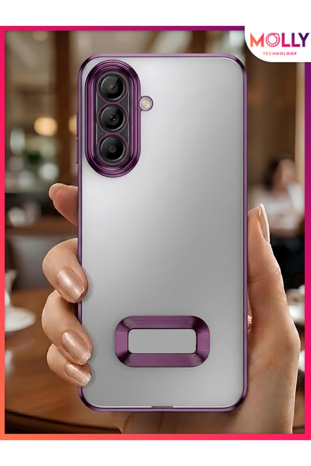 Lou Laser Transparent Silicone Case with Deep Purple Lens Protector for Samsung Galaxy A57