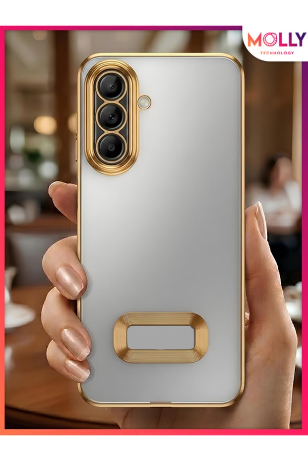 Lou Laser Transparent Silicone Case with Gold Lens Protector for Samsung Galaxy A57