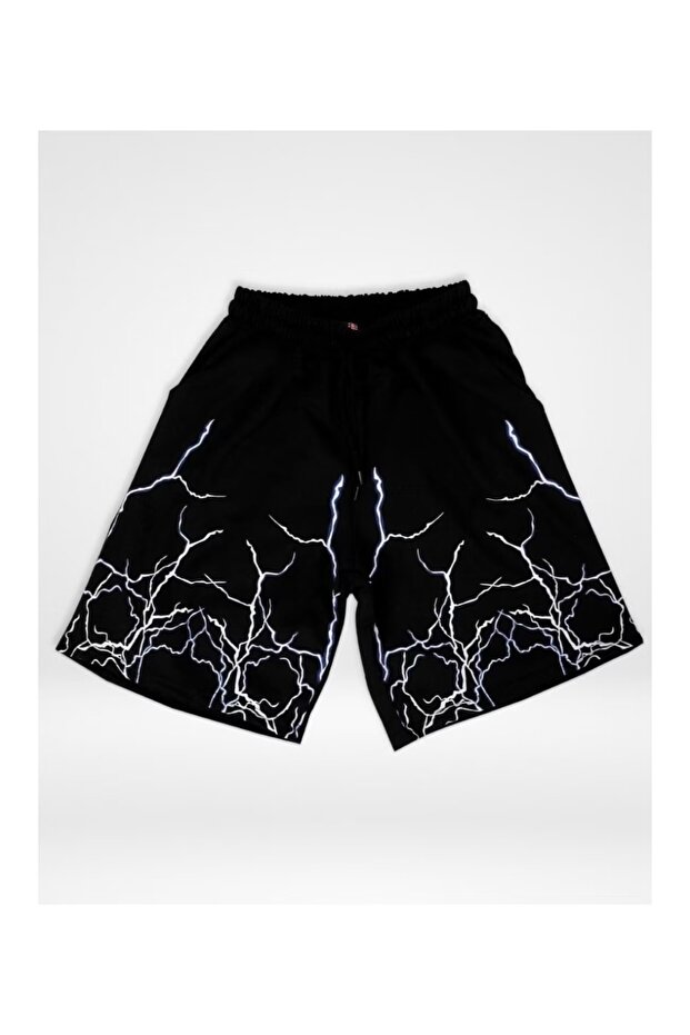 Men's Black Shorts Printed Comfortable Fit Elastic Waist Casual Sports Shorts