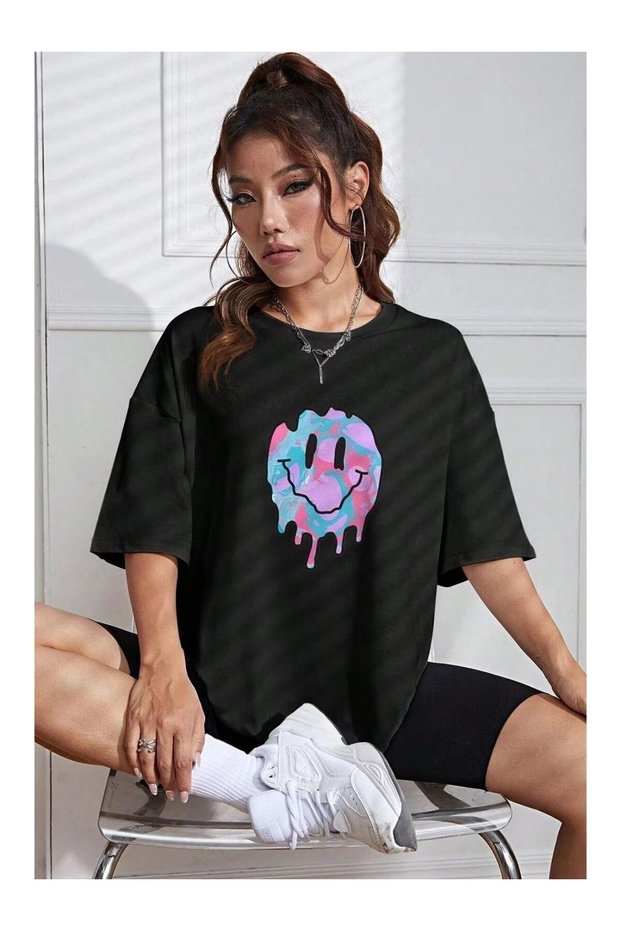 Calle Unisex Black Oversize Printed T-Shirt Streetwear Comfortable Fit Daily Premium