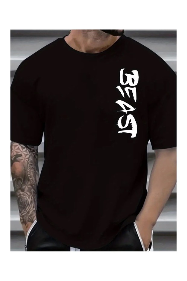 Calle Unisex Black Oversize Printed T-Shirt Streetwear Comfortable Fit Daily Premium