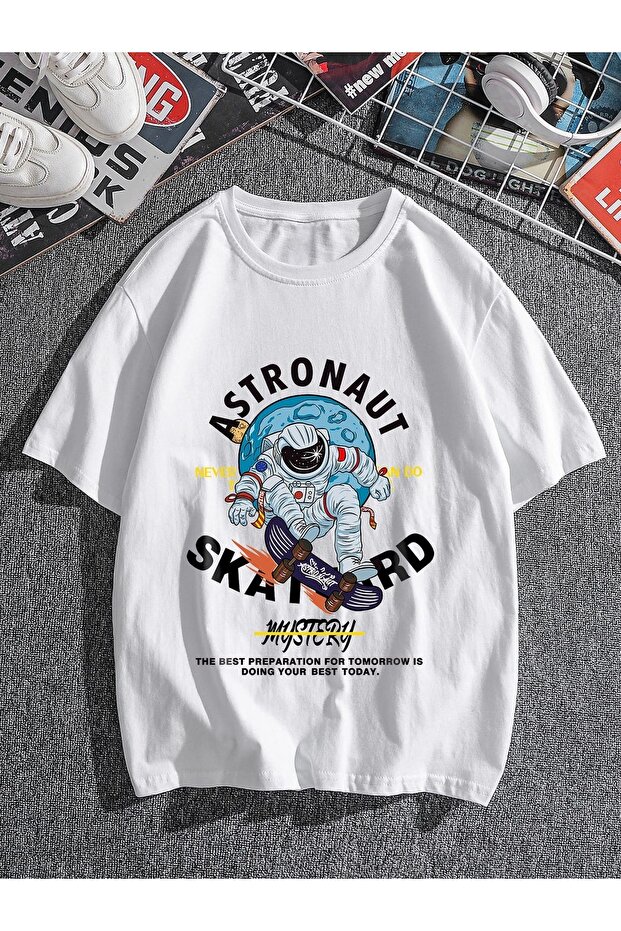 Astronaut Printed Cotton Oversize T-Shirt