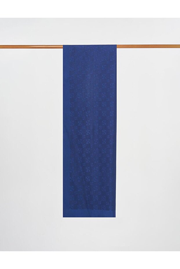 Monogram Pattern Lyocell Shawl Navy Blue - 1