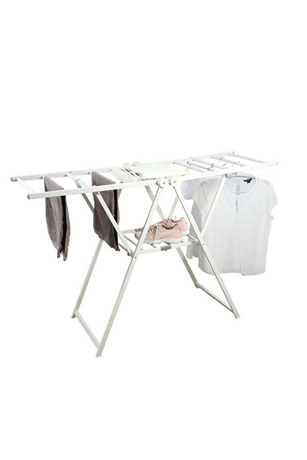 Folding Clothes Drying Rack,Aluminum Alloy,150cm Drying Space,White,for Home Laundry