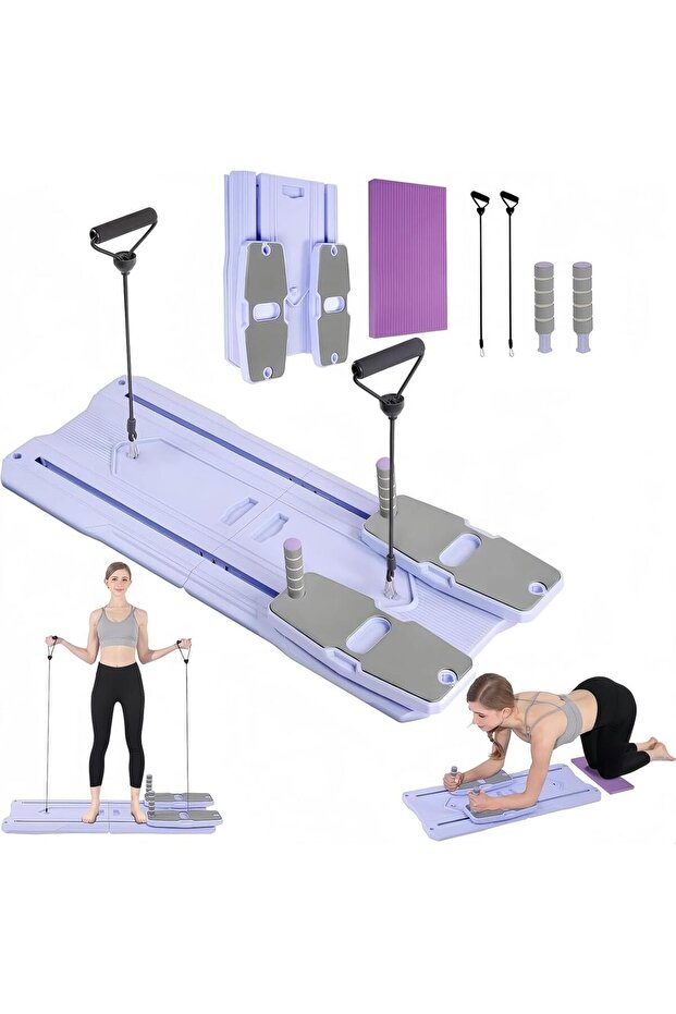 2026 Foldable 8-in-1 Pilates Reformer Board Set,Ab Core Trainer with Resistance Bands