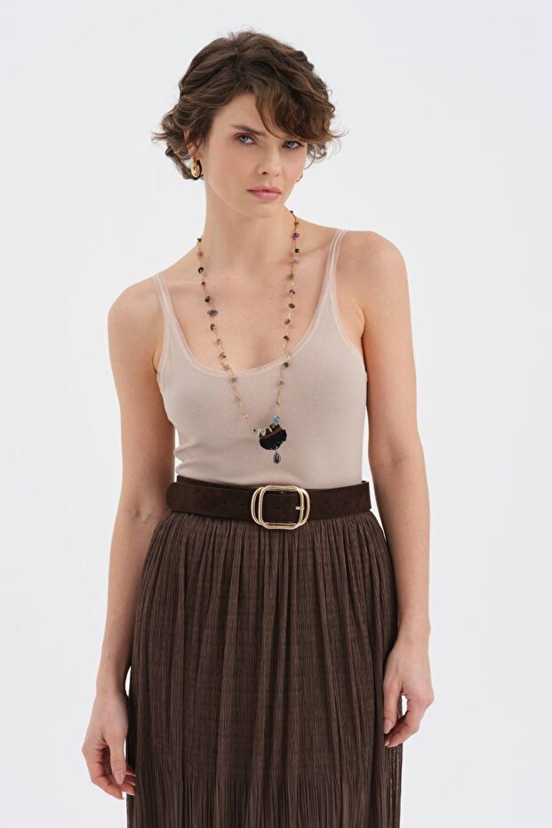 Women's Premium Quality Design Undershirt with Tulle Detail on Collar and Sleeves