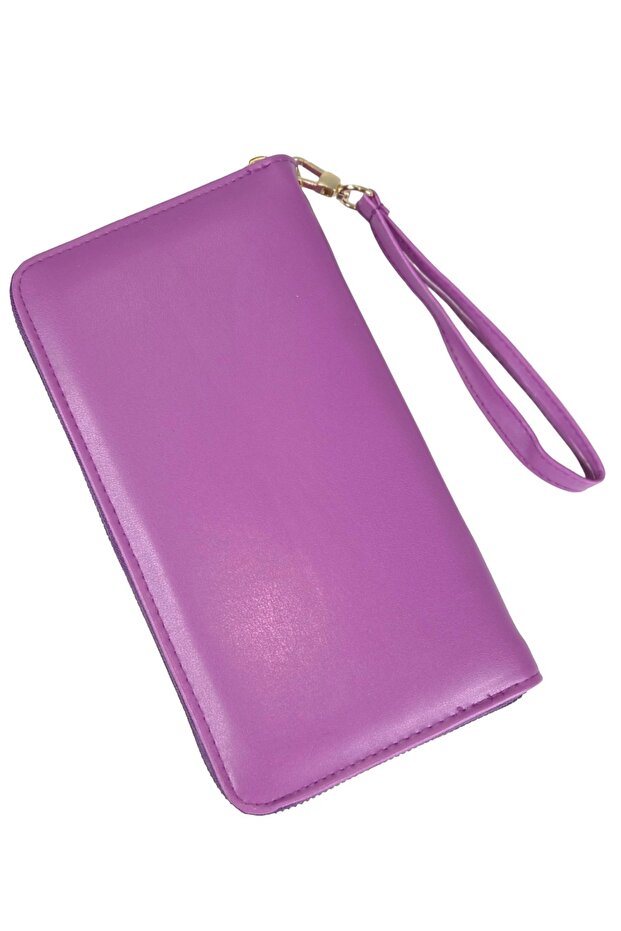 1018 Leather Large Size Wallet / Clutch Bag Purple