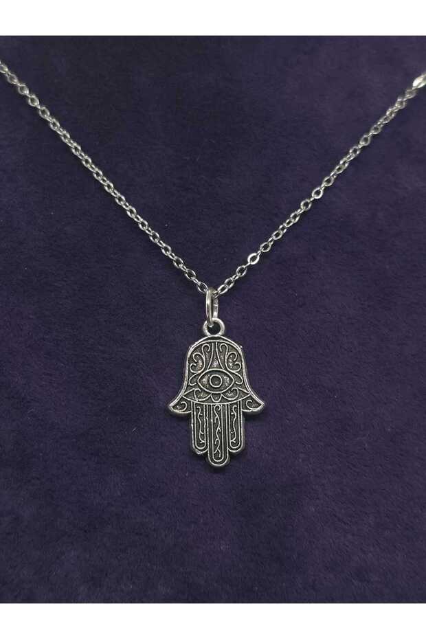 Hz. Fatma Ana Eli Eye Model Evil Eye Steel Necklace Women's Jewelry Accessory Abundance Blessing Evil Eye Protector Symbol
