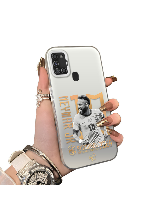 Samsung Galaxy A21S Compatible Hard Acrylic Back Silicone Edge Lens Protection Case