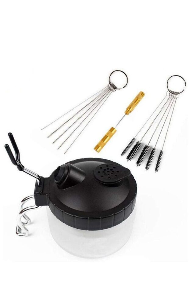 4-Piece Airbrush Spray Tool Cleaning Kit,Glass Pot,Brush,Needle,for Airbrush Accessories