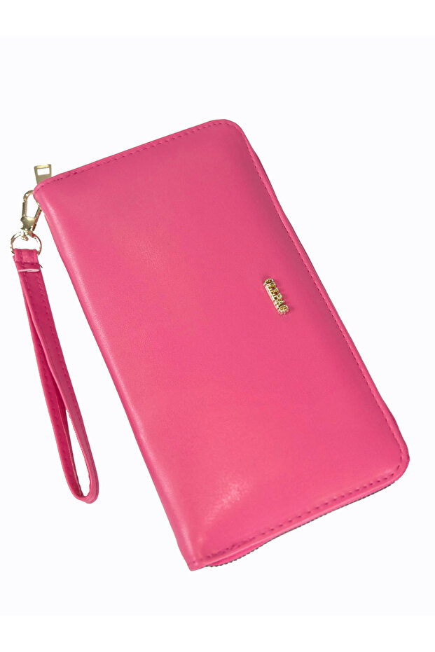 1018 Leather Large Size Wallet / Clutch Bag Fuchsia-Fusya