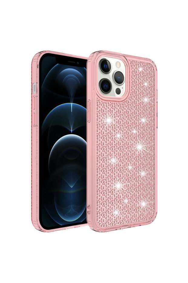 iPhone 12 Pro Max Compatible Aihttgli Shiny Design Brsa Snow Case-Pink