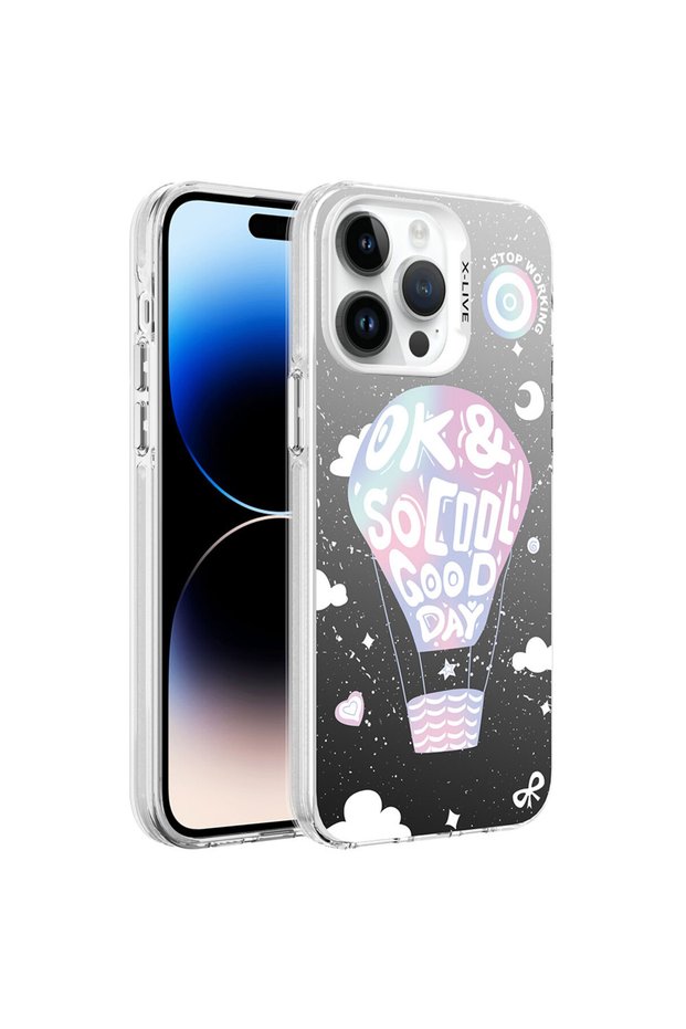 حافظة صلبة فضية من BRSA متوافقة مع هاتف iPhone 14 Pro Max - بالون