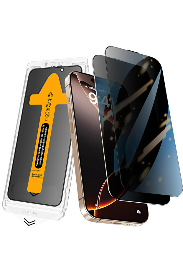 واقي شاشة من الزجاج المقوى للخصوصية لهاتف iPhone 13 2.5D Oliv + أداة تثبيت سهلة - أسود