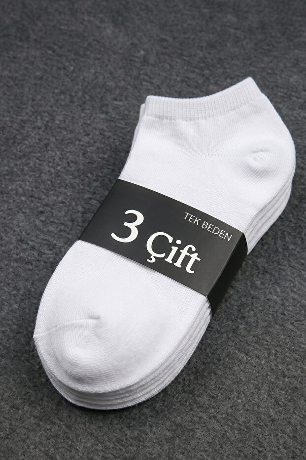 Pack of 3 Unisex Cotton White Bootie Socks - Sweat-Proof and Non-Marking Bootie Socks
