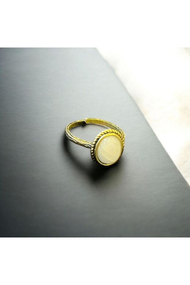 Aurastone Bronze Copper Sedefstone Natural Stone Ring