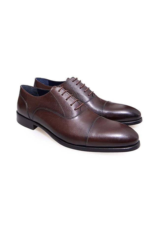 Brown Lace-Up Genuine Leather Men's Shoes