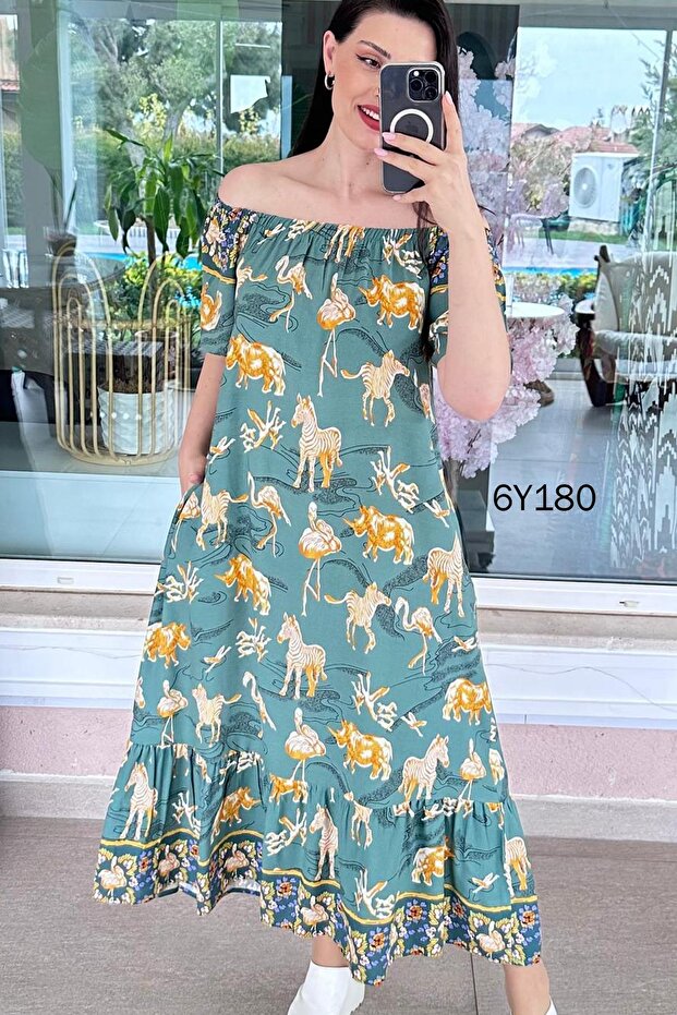 Madonna Collar Viscose Dress 6Y180