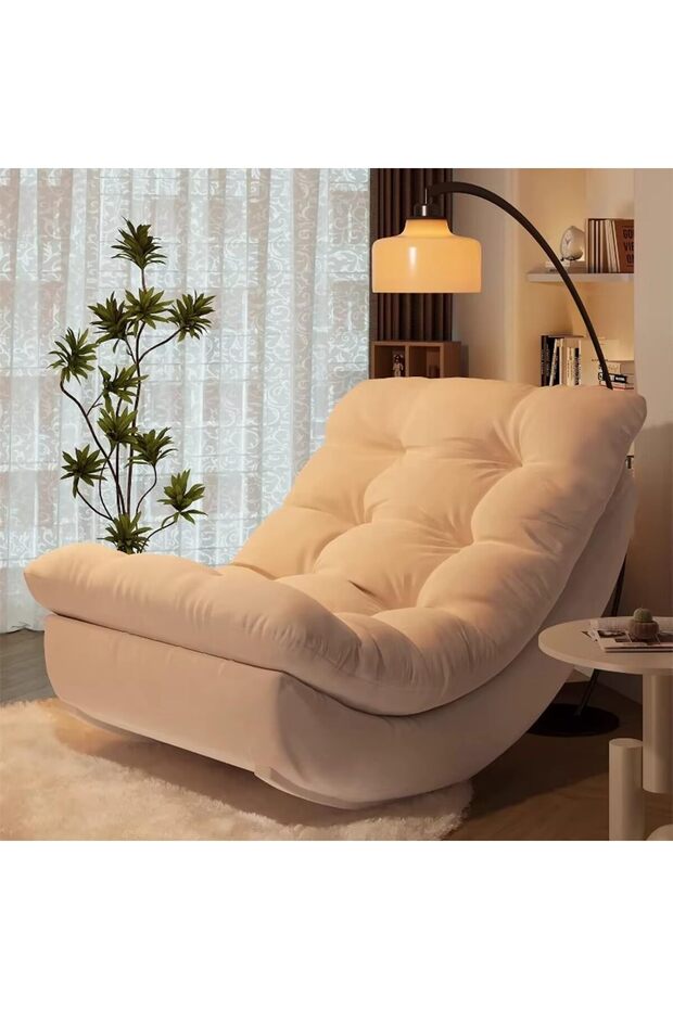 Rocking Chair with Ottoman, Adjustable Recliner Upholstered Lazy Sofa, 30-Degree Backrest, Luxury 2i