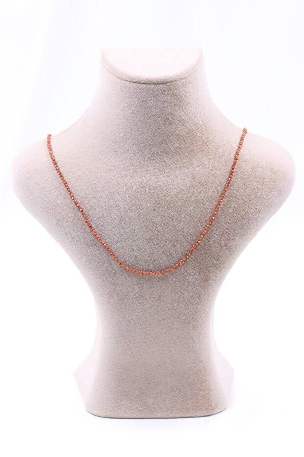 Brown Star Stone Necklace Natural Stone Faceted Cut 2-3 mm