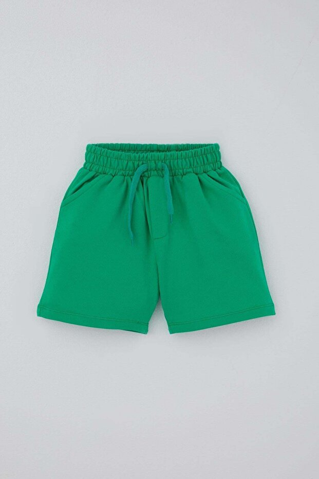 Boy's Shorts with Lacing Accessories and Pockets, 3-7 Years, Green
