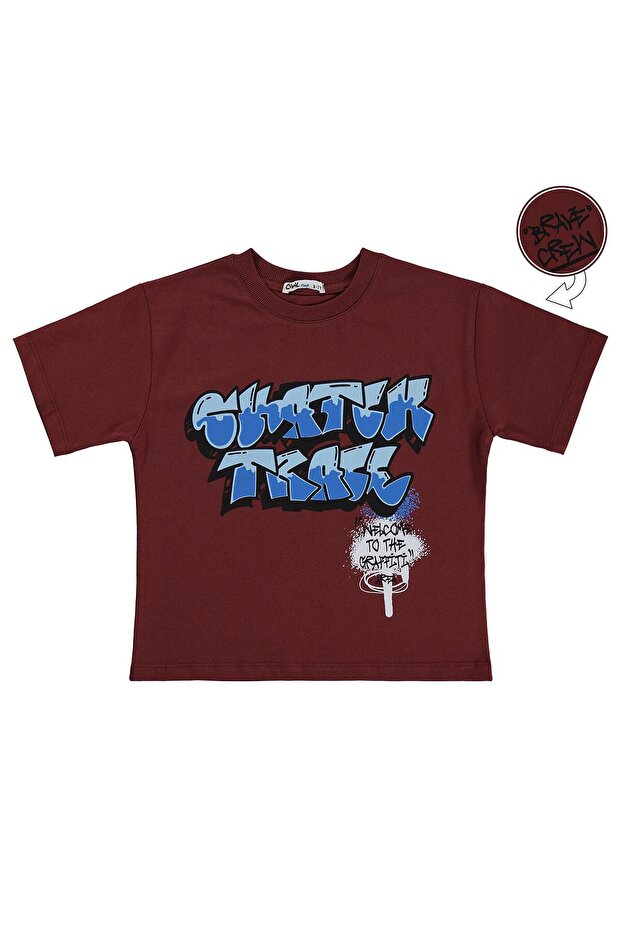 Skater Printed T-Shirt for Ages 10-13 - Orange