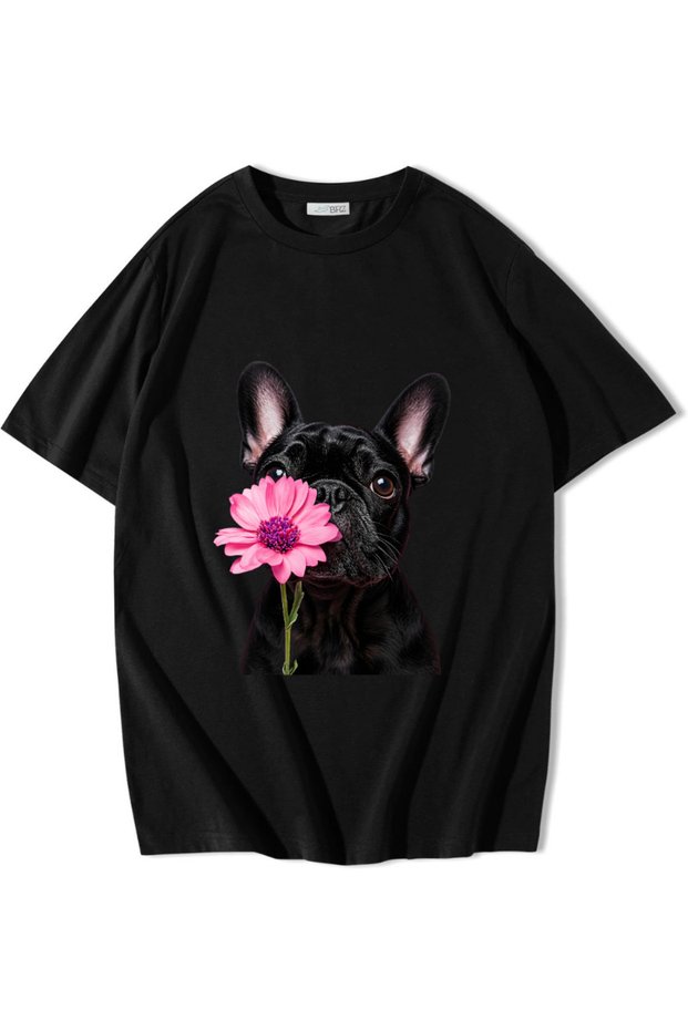 Unisex Oversize French Bulldog T-Shirt Black