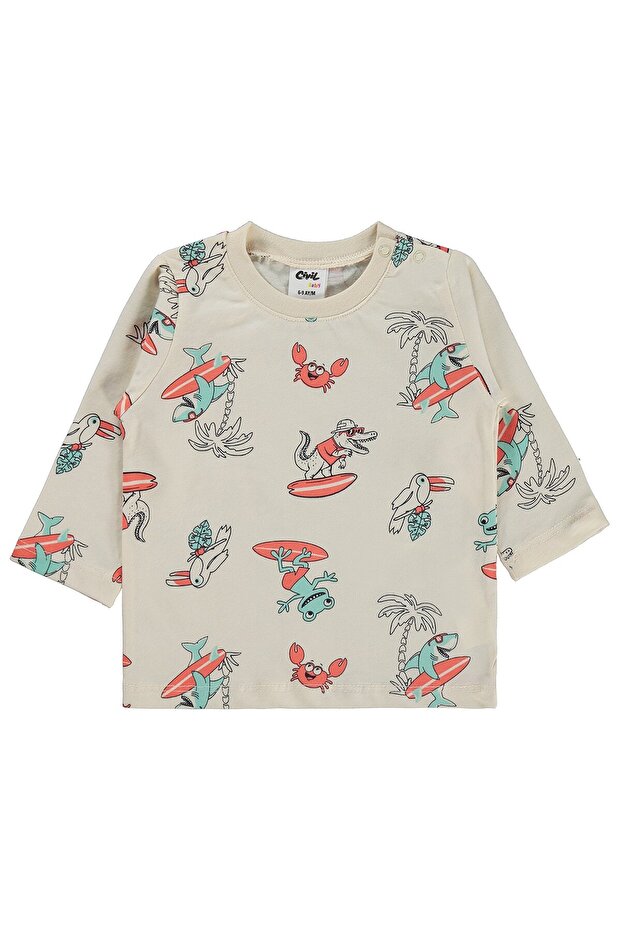 Surf Printed 6-18 Months Sweatshirt - Beige