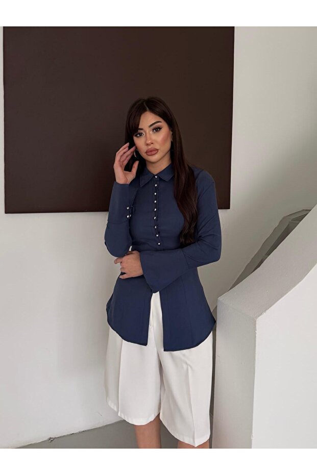 قميص بأزرار صغيرة أسود - 3