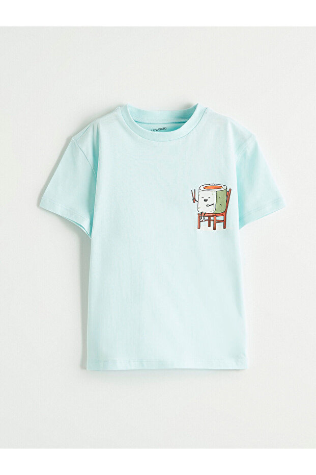 تي شيرت NEVAVM للأولاد بياقة بيضاوية مطبوعة