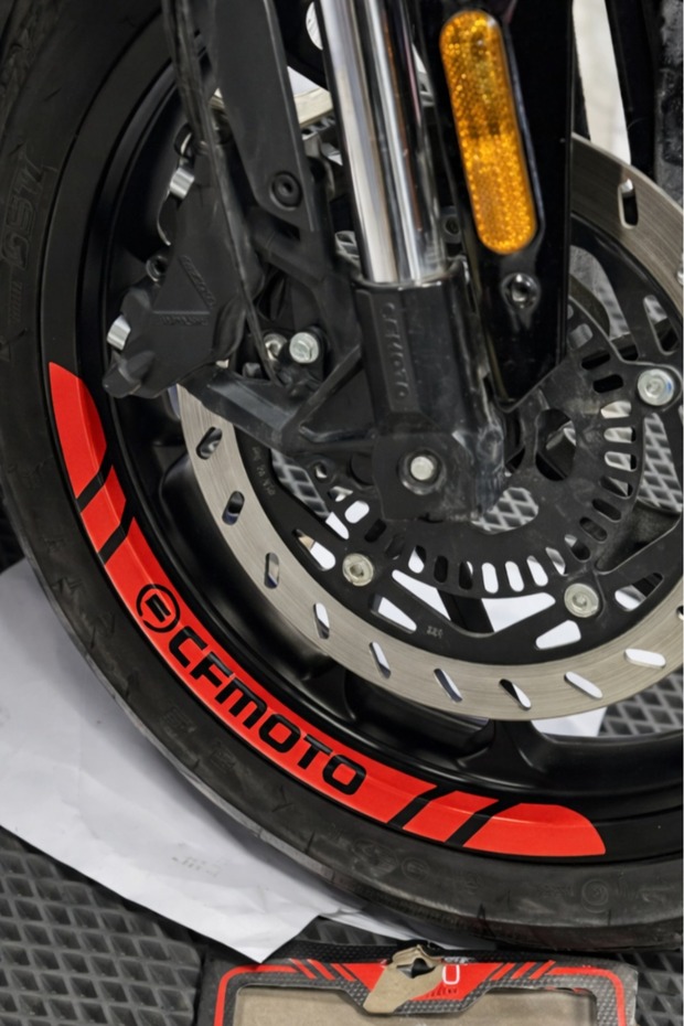 Cf Moto All Models Compatible Red Wheel Stripe Sticker Decal (8 Pieces)