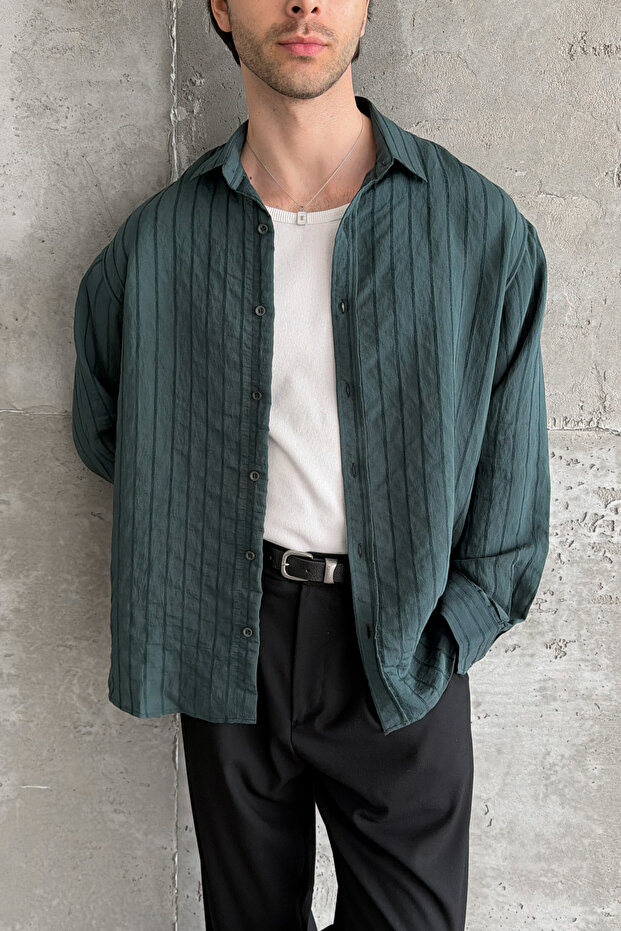 Men's Oversize Striped Modal Shirt