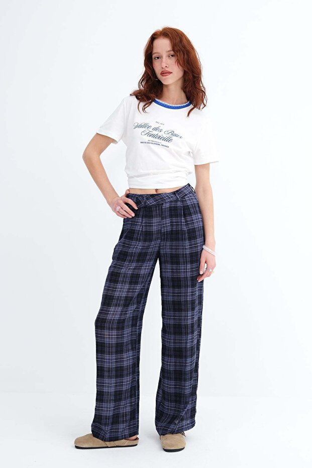 Plaid Patterned Trousers Pn18243 - 1