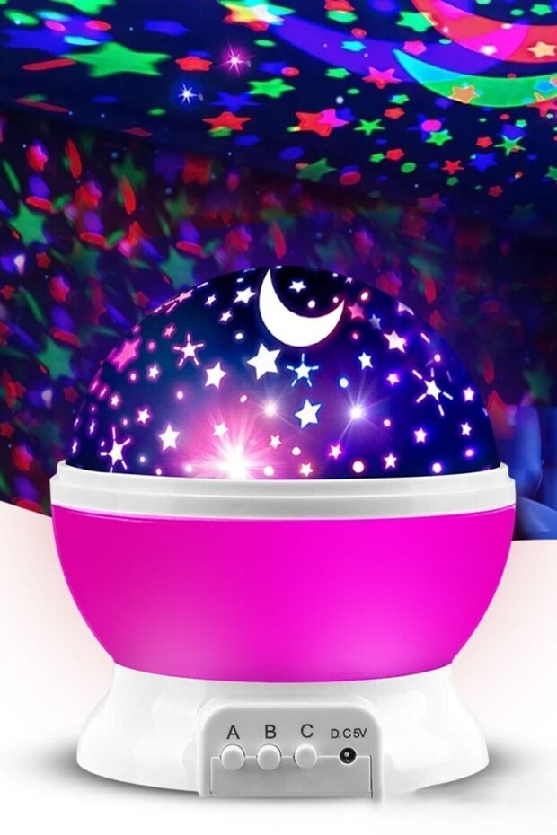 Moon Starry Sky Reflects Rotating Pink Projection Night Light for Office Home Office Gift
