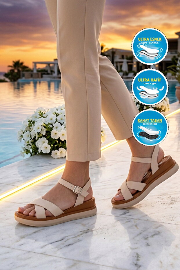 Beige Lightweight Soft Sole Women's Sandals 335332 Z