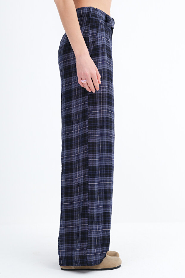 Plaid Patterned Trousers Pn18243 - 4