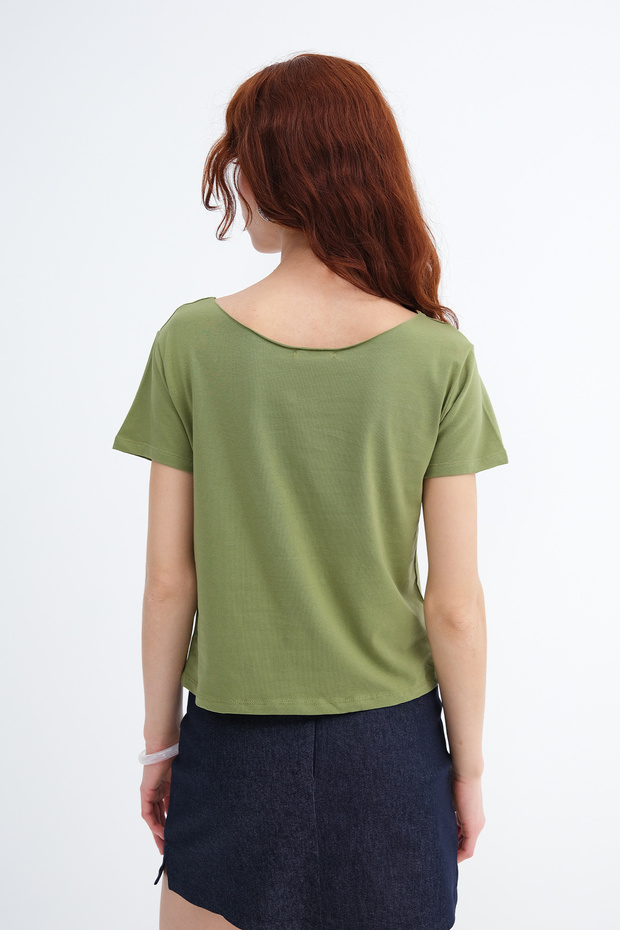 Kayık Yaka Basic T-shirt P1805 - 6