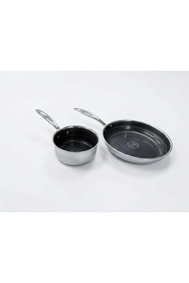 Professional Hybrid Stainless Steel Pan and Casserole Set, 3X Ceramic Coating 24 Pan-16 Casserole