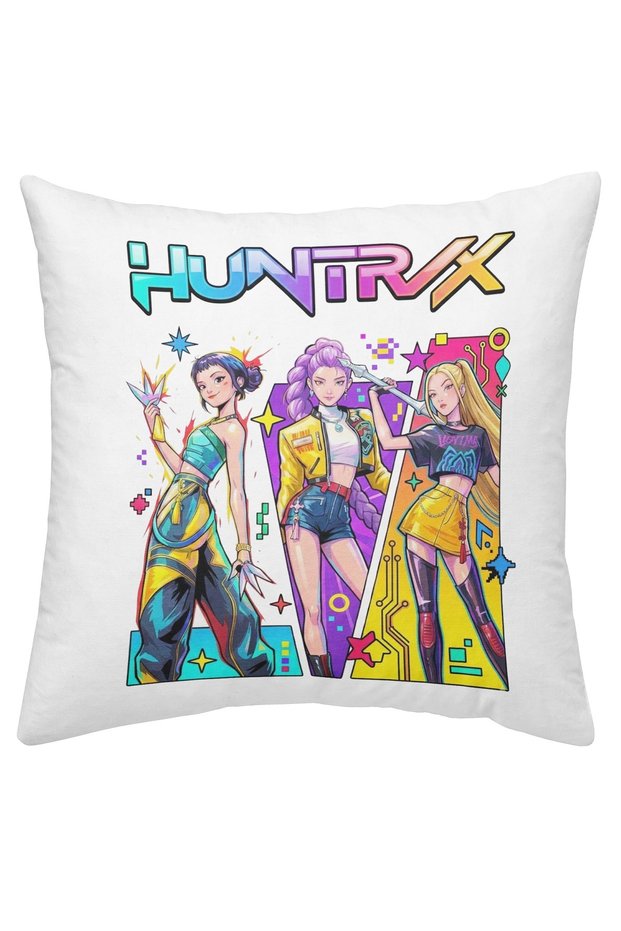 42X42 cm Decorative Cushion with Printed Design for Children's and Youth Rooms (Only Cushion, Inner Cushion Not Included) Huntrix Pubg