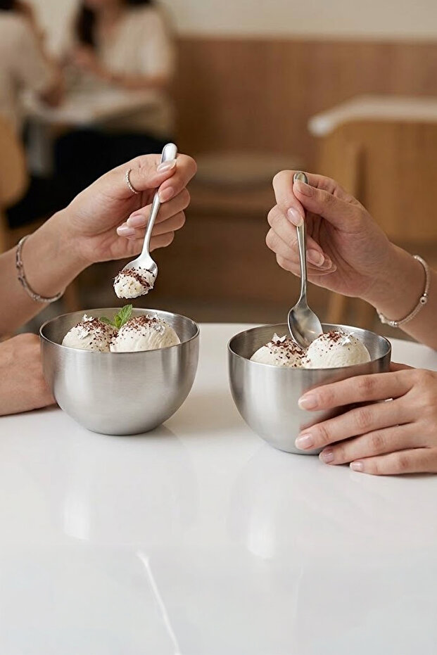2-Piece Stainless Steel Tableware Presentation Breakfast Stainless Steel Snack Bowl