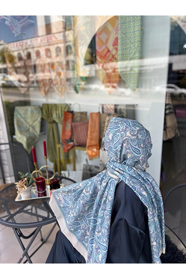 Tensoft Shawl Ethnic Pattern Blue