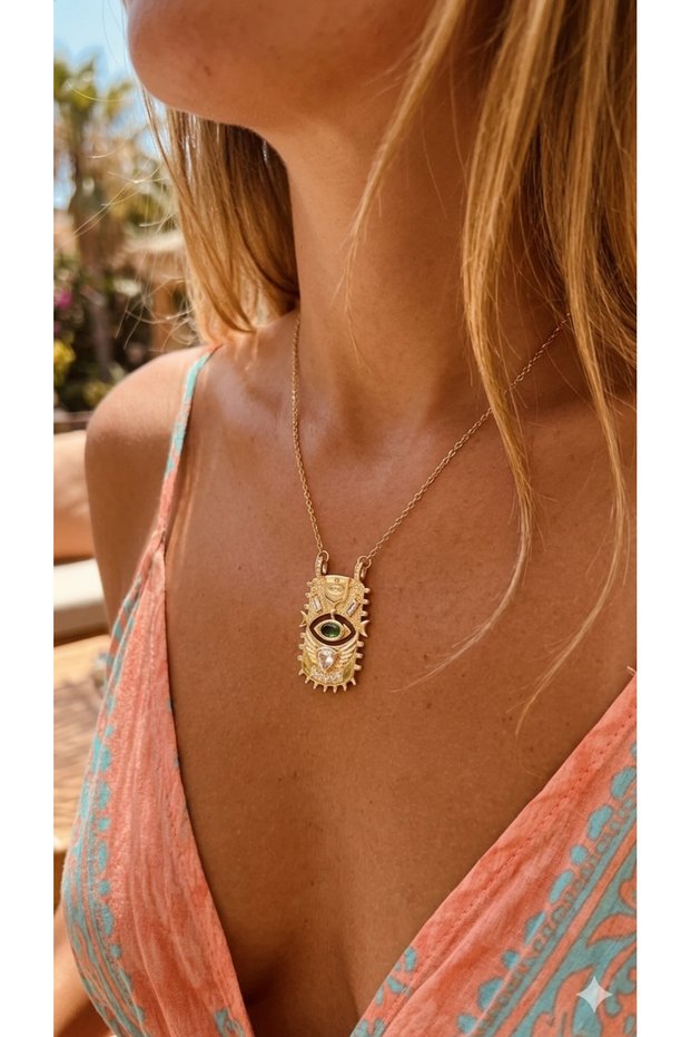 Steel Necklace, Anti-Tarnish, Anti-Allergic, Vintage Zircon Figured (2 Years Importer Guarantee)