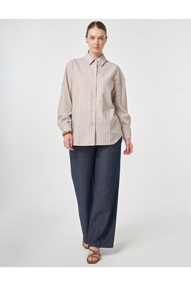 Single Pocket Cotton Linen Tunic Mink