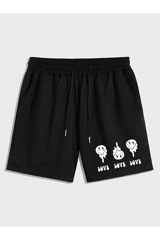 Elanco Unisex Graphic Printed Black Shorts Streetwear Comfortable Fit