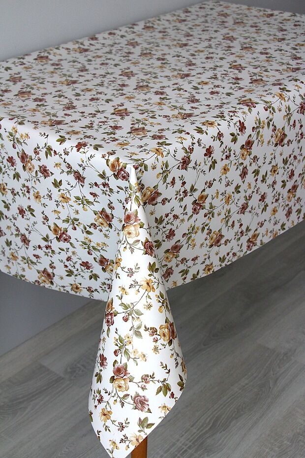 Fiber Lined Wipeable Pvc Oilcloth Tablecloth 184-Dekoçi̇çek
