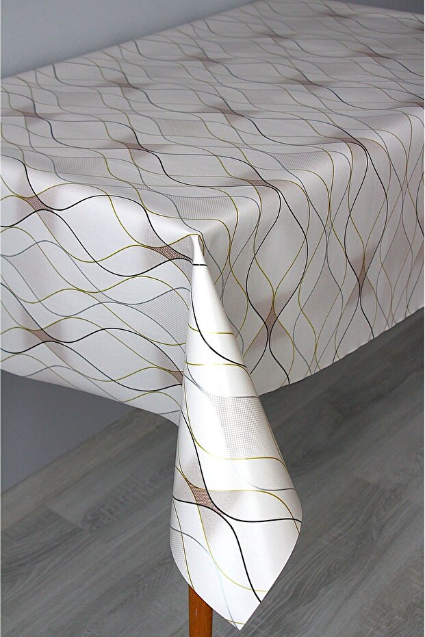 Fiber Lined Wipeable Pvc Oilcloth Tablecloth 205-Wavy