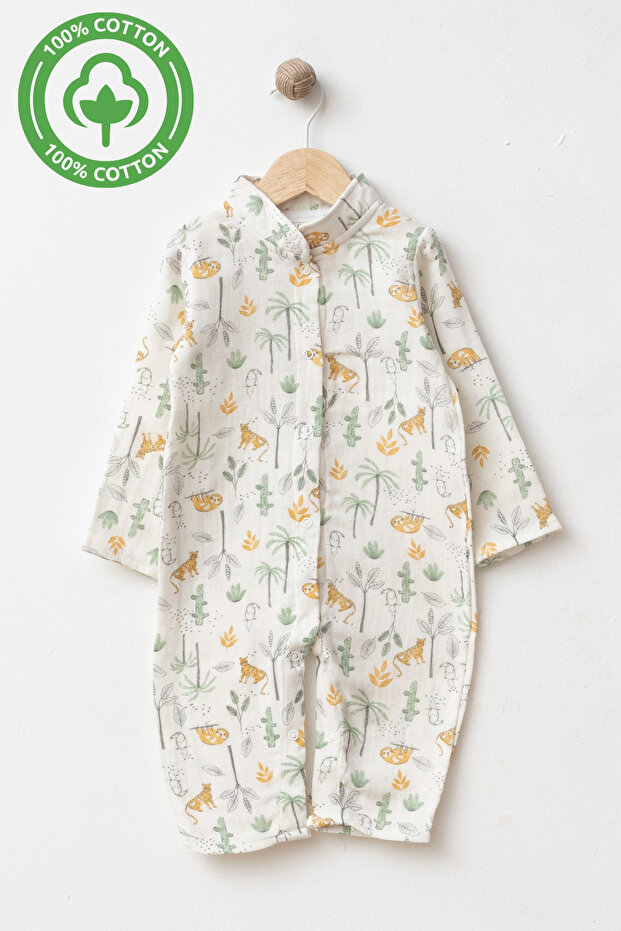 Gots Certified Fabric 100% Cotton Muslin Unisex Baby Romper 3-6-9-12 Months Naturally Breathable