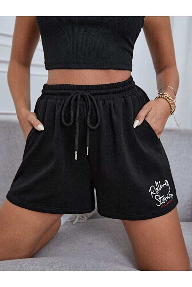 Elanco Unisex Graphic Printed Black Shorts Streetwear Comfortable Fit