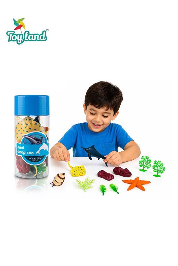 Mini Deep Sea Animal Toy Set with Storage Bottle, Ocean Sea Creatures Playset for Kids Learning & Fun